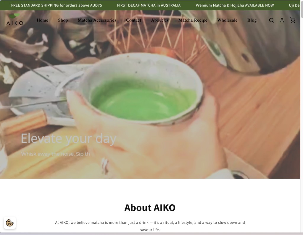 Aiko Matcha website