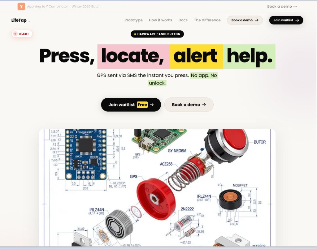 LifeTap hardware panic button website