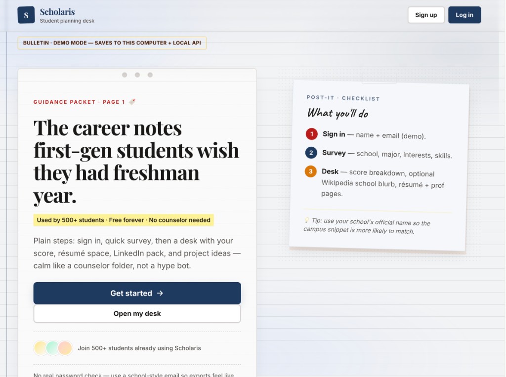 ScholarisApp landing page