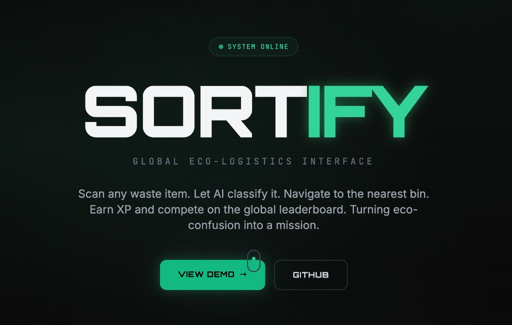 Sortify app landing page