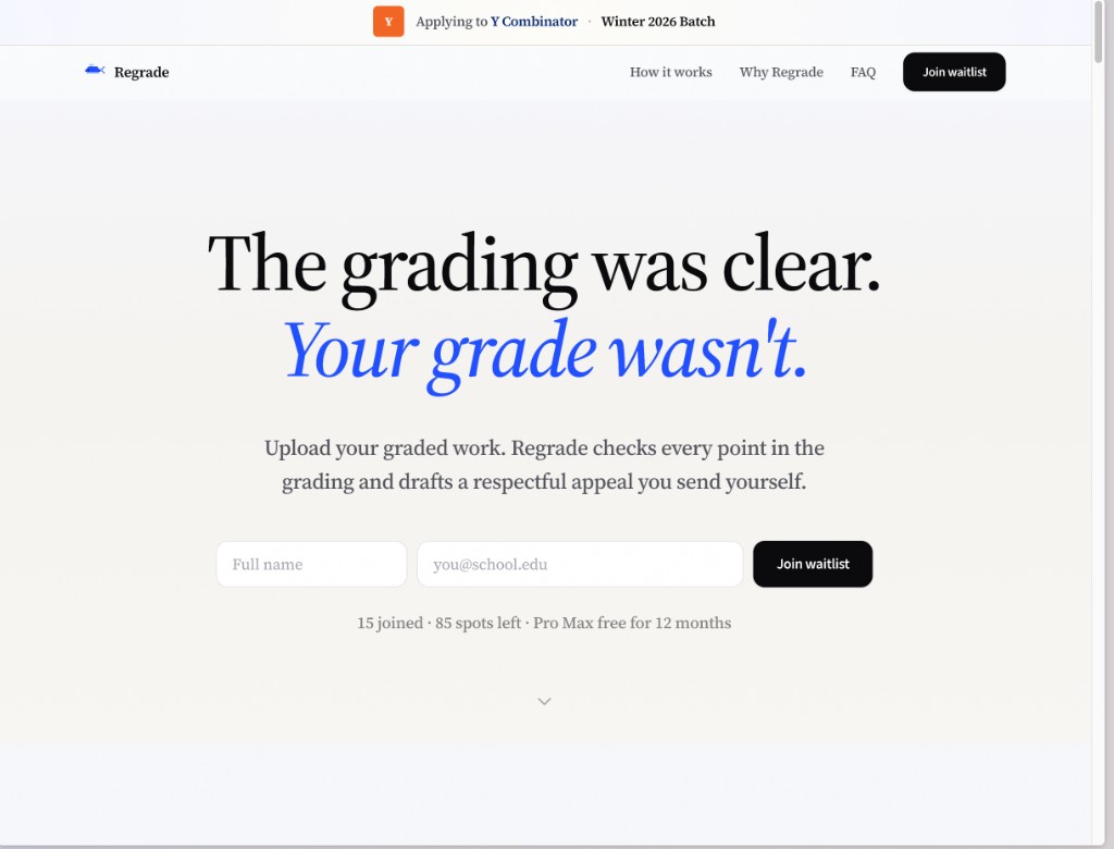 Regrade app interface