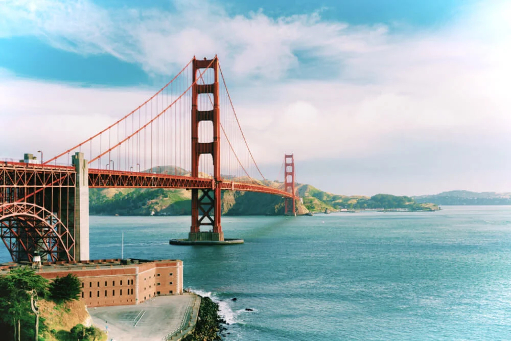 Golden Gate Bridge over the bay