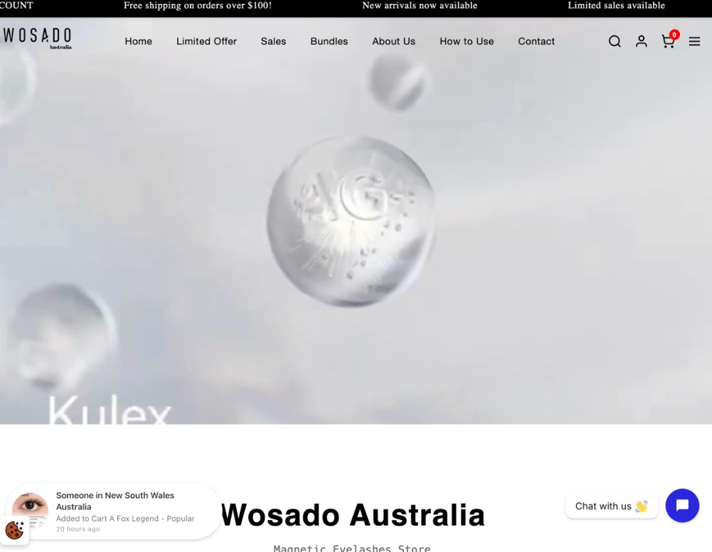 Wosado Australia storefront